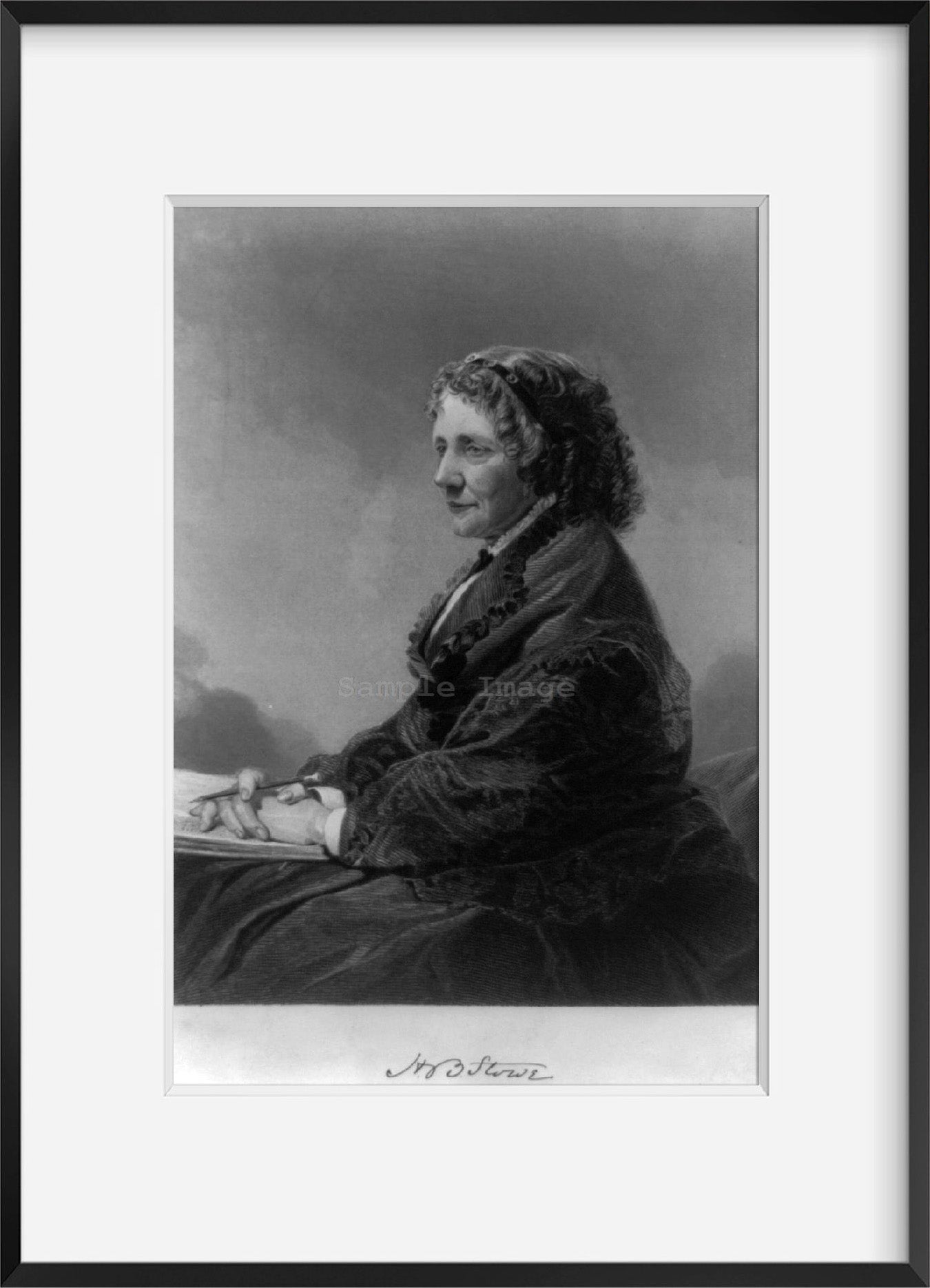 Photo: Harriet Beecher Stowe, 1811-1896, American Abolitionist, Author, holding