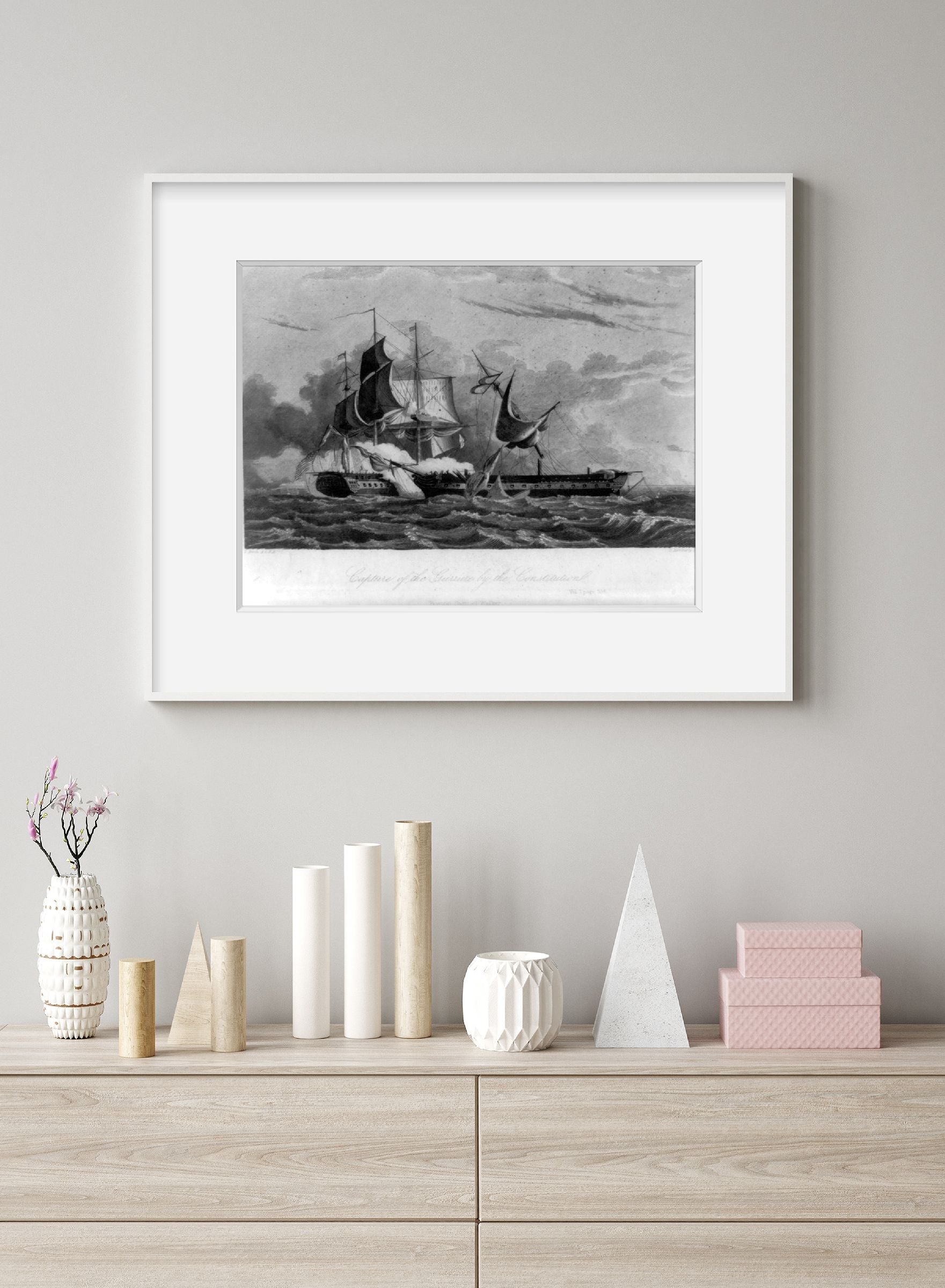 Photo: Capture of HMS GUERRIER by CONSTITUTION, War of 1812, Naval Warfare, ship