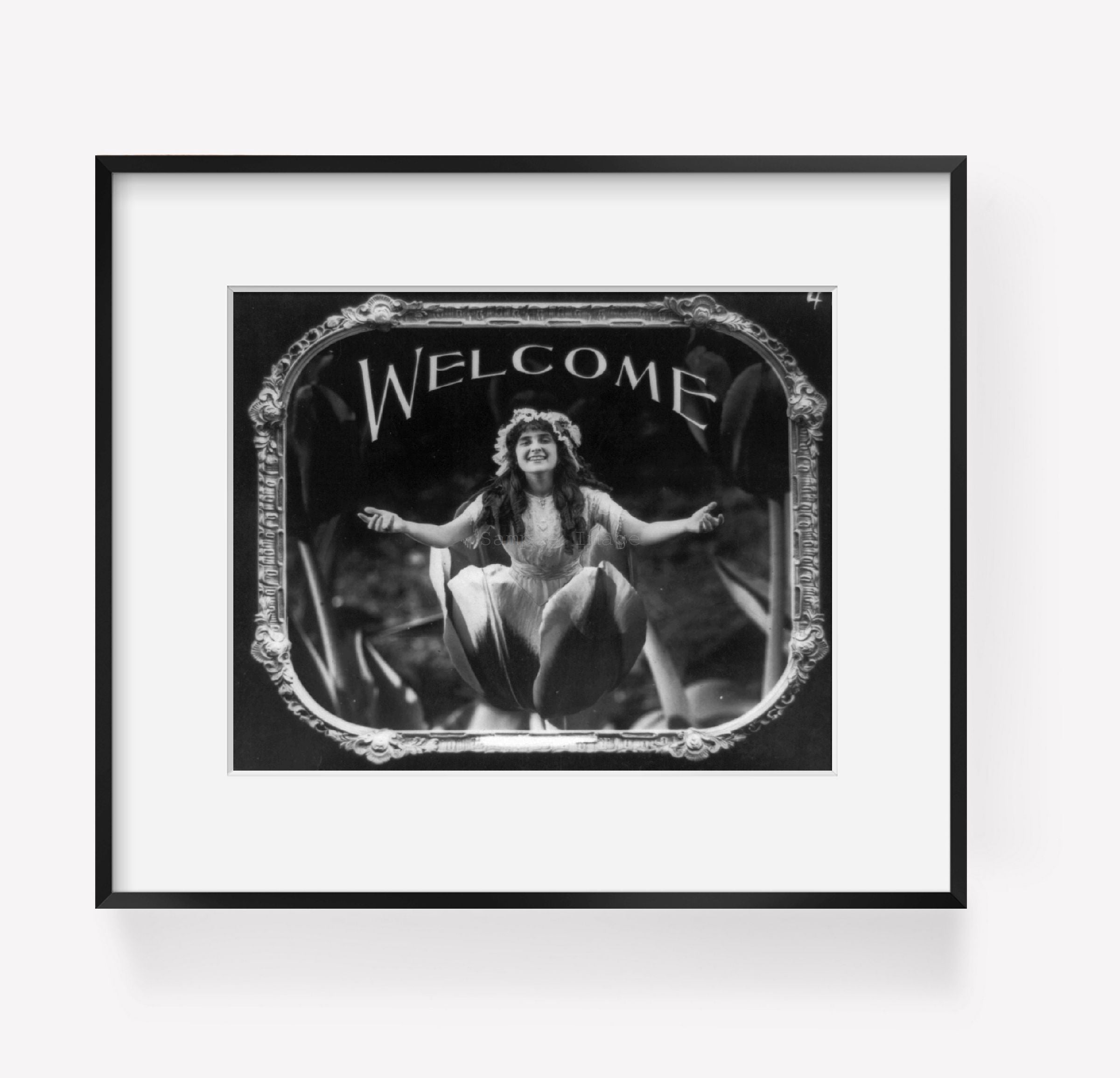 Photo: Photo, Welcome, c1912, Movie Theater Etiquette, Woman with open arms, Tul