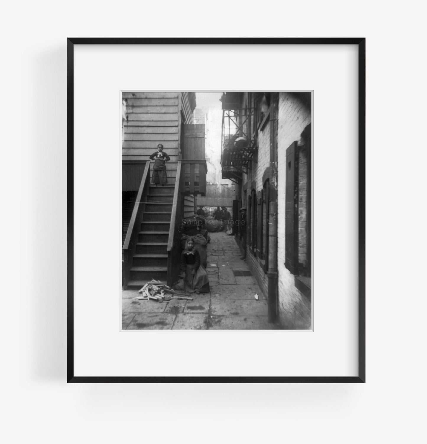 Photo: Baxter Street Alley in Mulberry Bend, c1889, Little girls, Jacob Riis, Photog