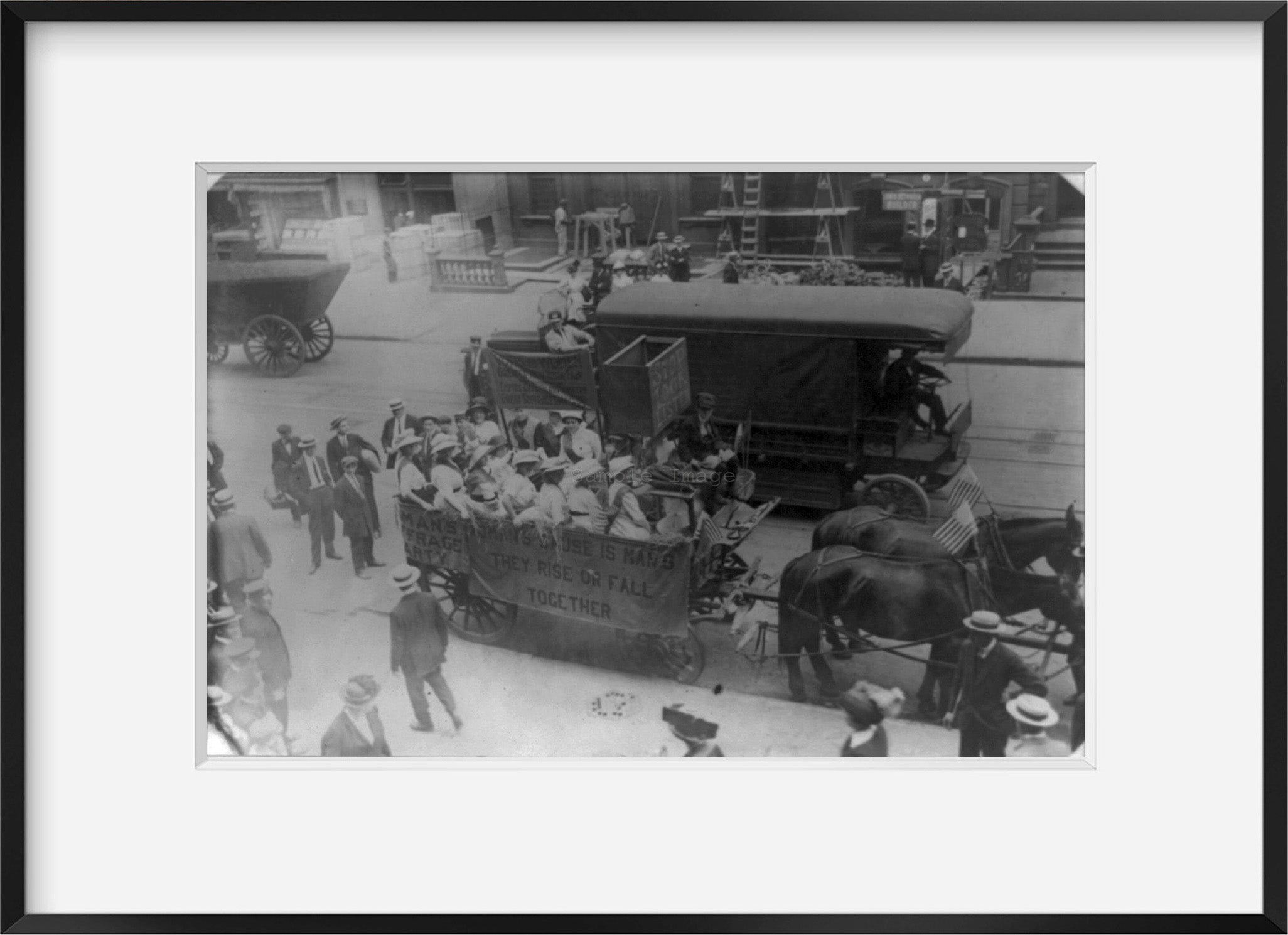 Photo: Suffragettes, horse-drawn wagon on way to City Hall to see Mayor Gaynor, Yo