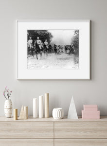 Photo: Telephone division, Austrian army, march, soldiers, horseback, transporta