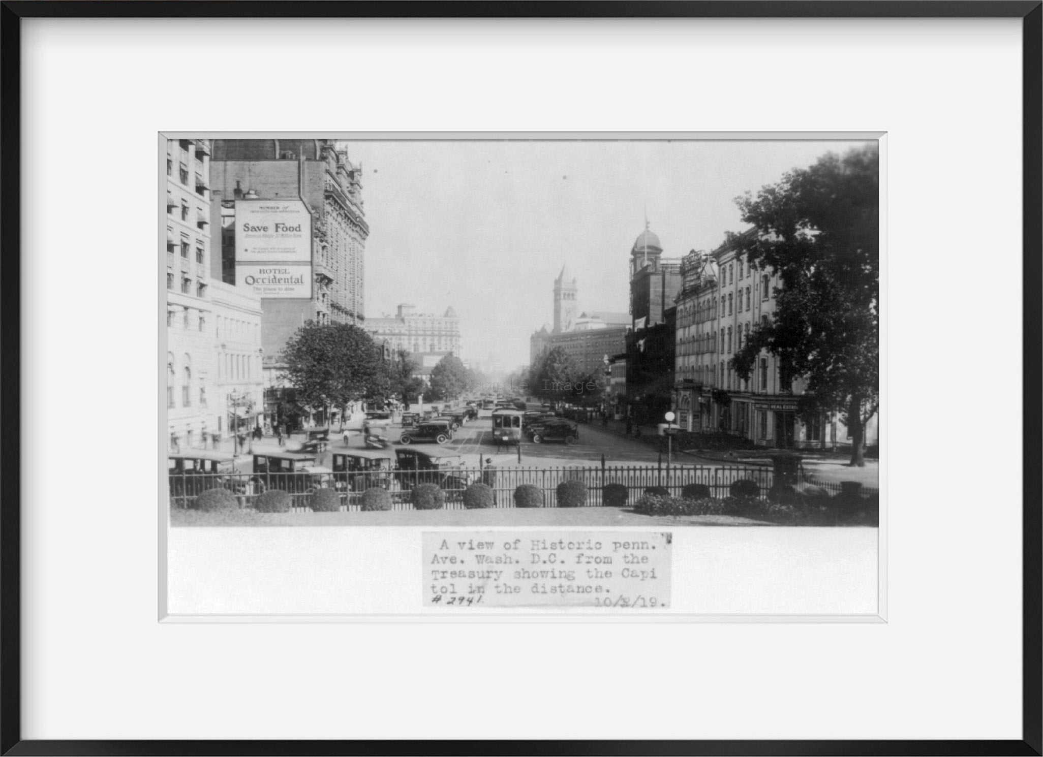 1919 Photo View of Penna. [i.e., Pennsylvania] Ave. from the Treasury