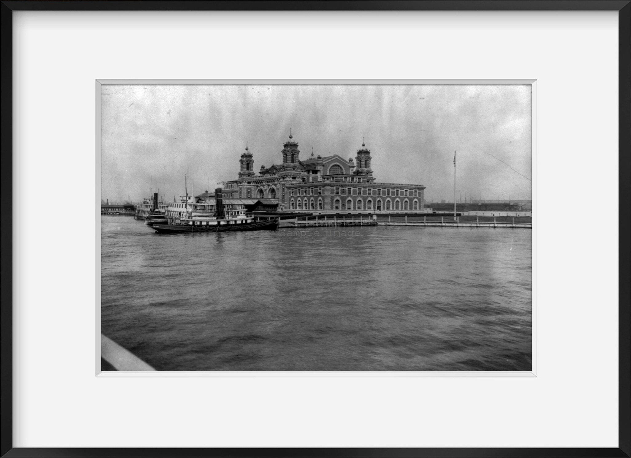 Vintage c1913. photograph: View of Ellis Island, N.Y., looking across water towa