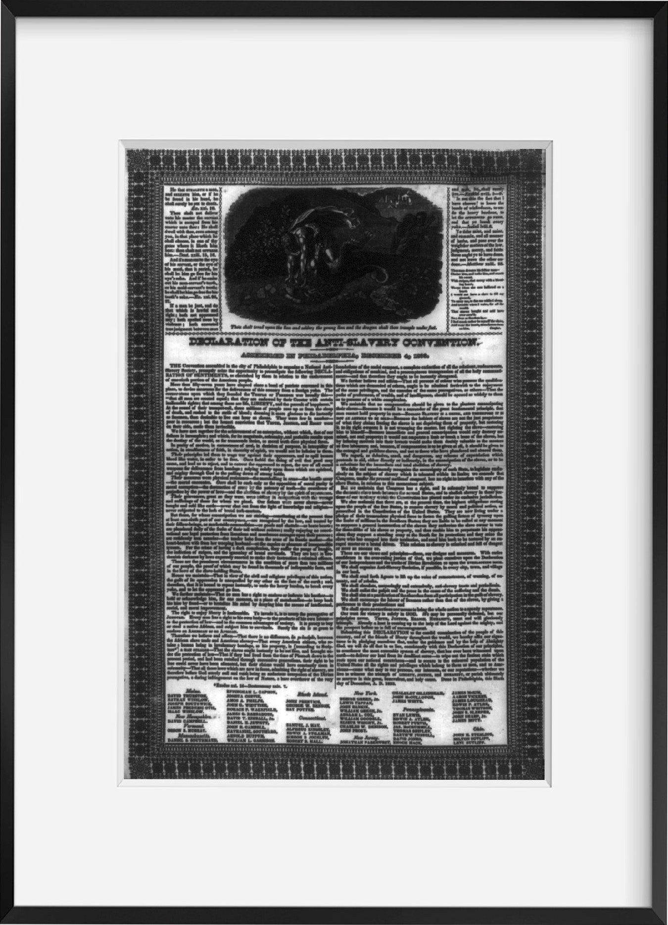 Photo: Declaration of the Anti-Slavery Convention, PA, 1833 . | Vintage Black &