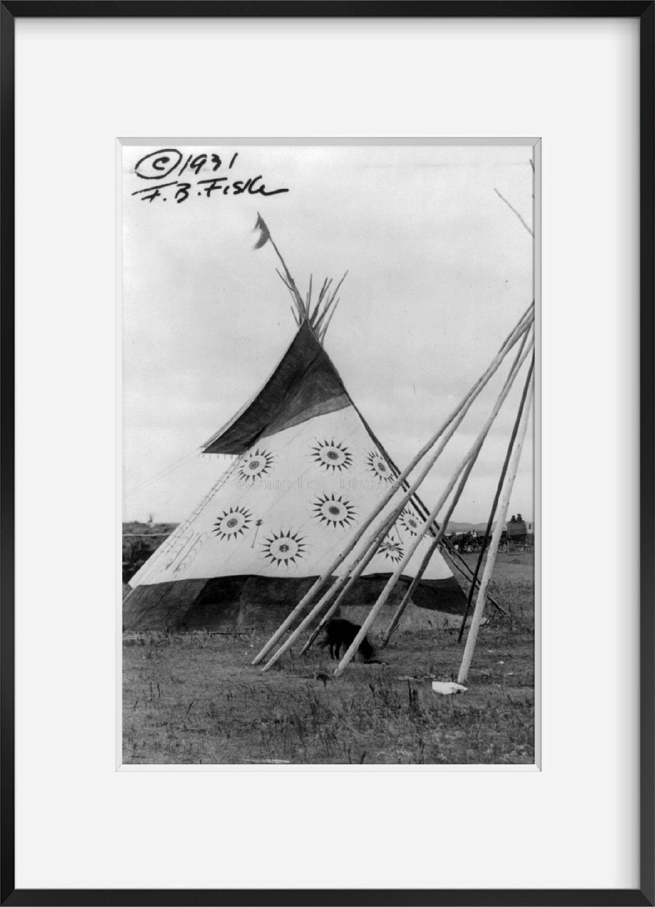 Photo: Native American tepee decorated, radial designs, c1931