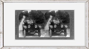 1914 Photo Picture story in 4 stereoscopic frames: boy & girl driving in country