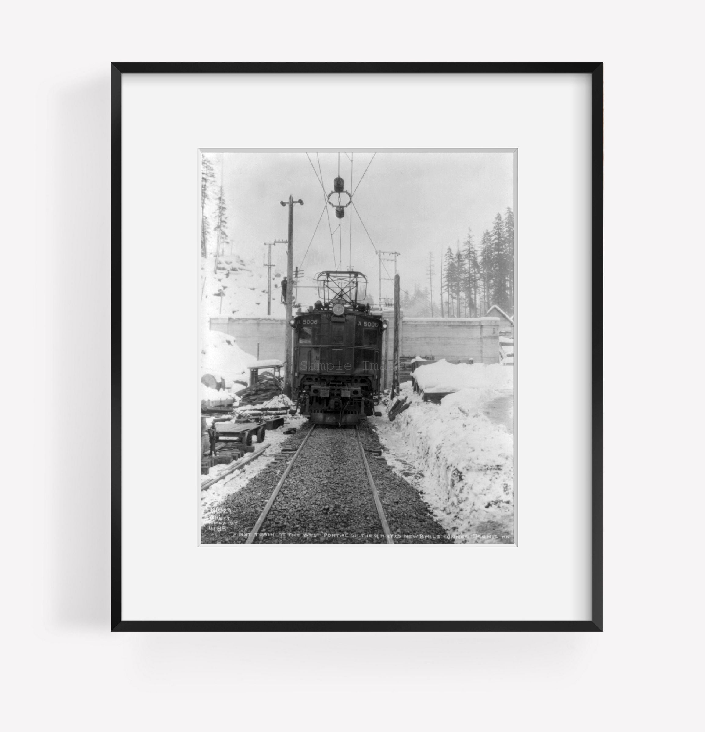 Photo: First train, Great Northern Railway Company, tunnel, c1929