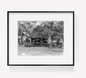 Photo: Philippine Insurrection, US soldiers, thatch hut, 1899