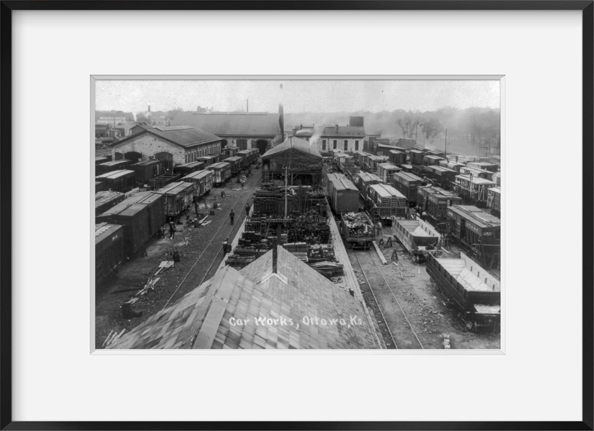 Photo: Railroad car works, trains, tracks, Ottawa, Kansas, KS, c1910
