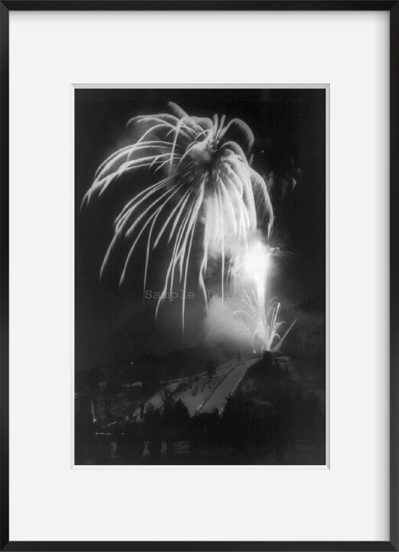 1936 photograph of Winter Olympic games at Garmisch, Germany. 1936: night view -