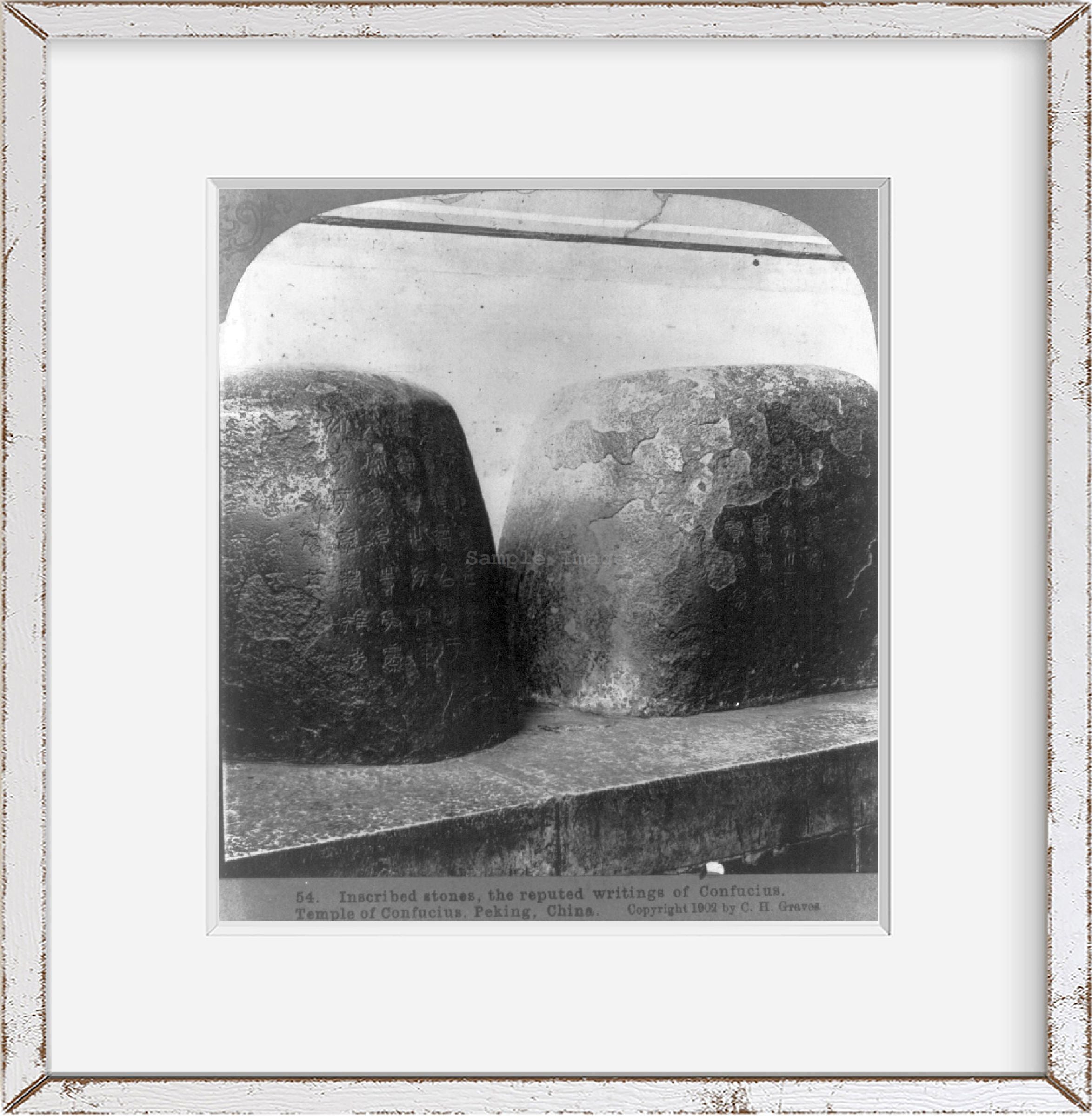 1902 Photo Inscribed stones, the reputed writings of Confucius. Temple of Confuc
