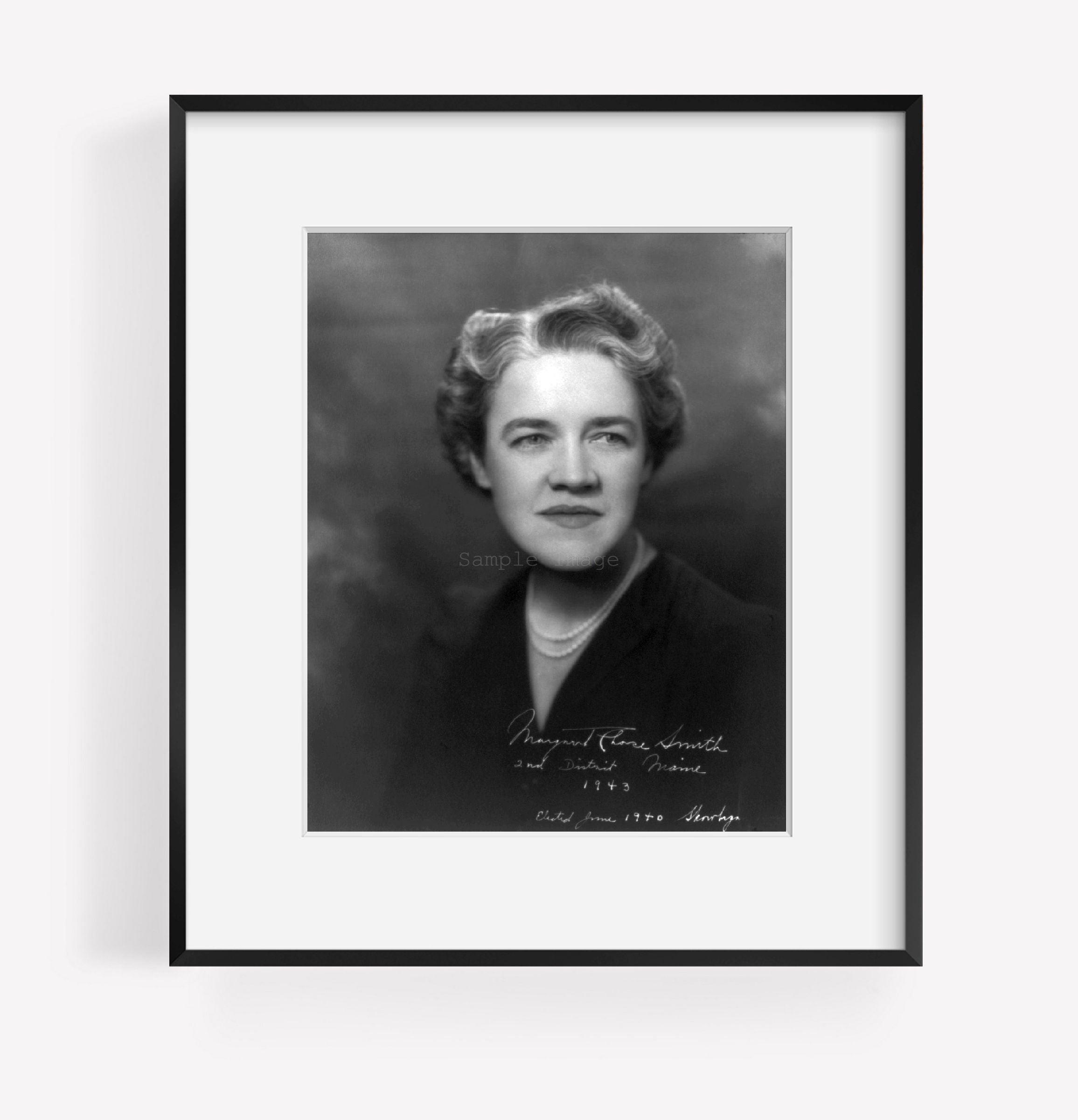 1943 Photo Margaret Chase Smith Portrait, bust, facing right.
