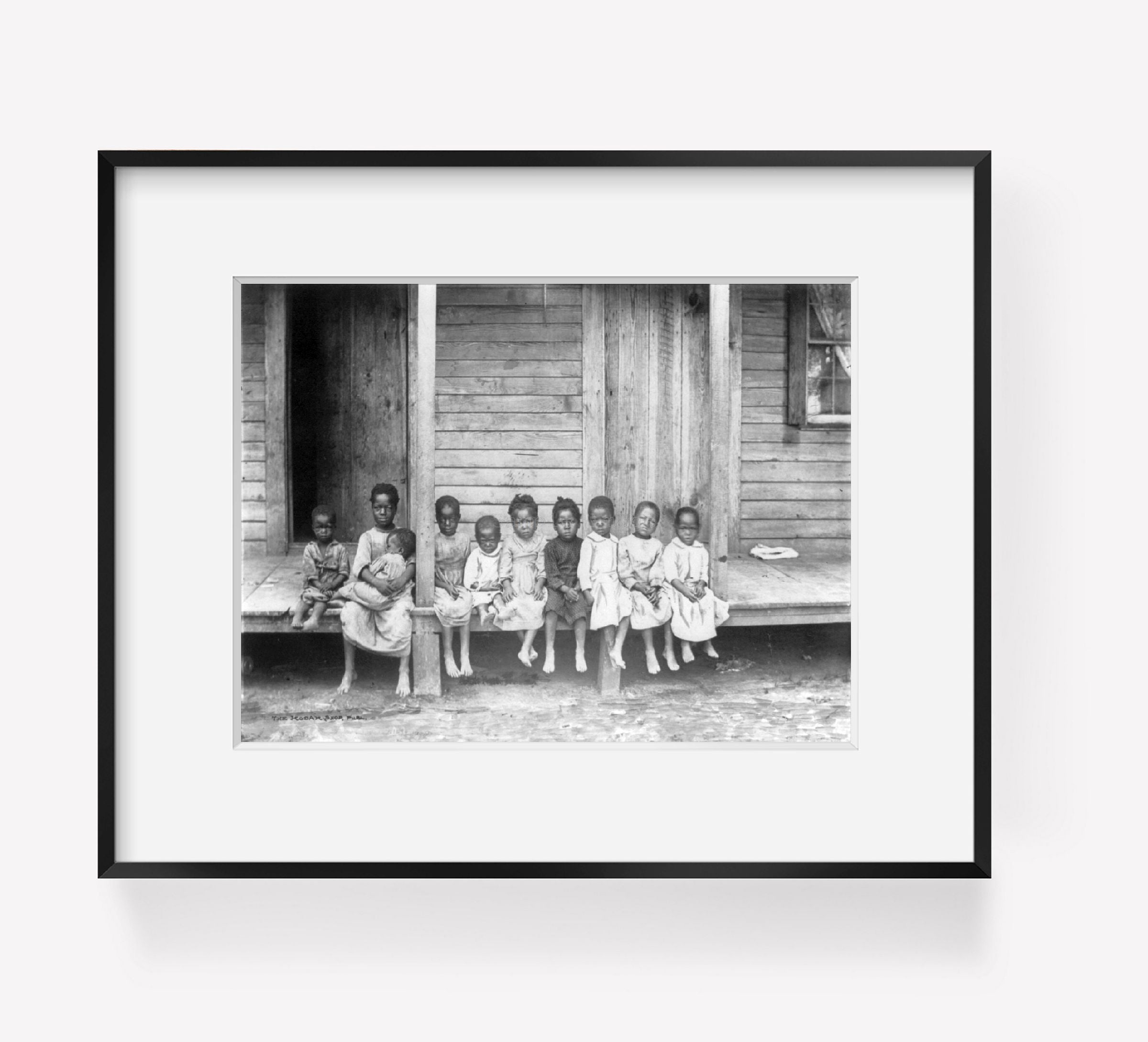 Photo: African American children, porch step, Louisiana product