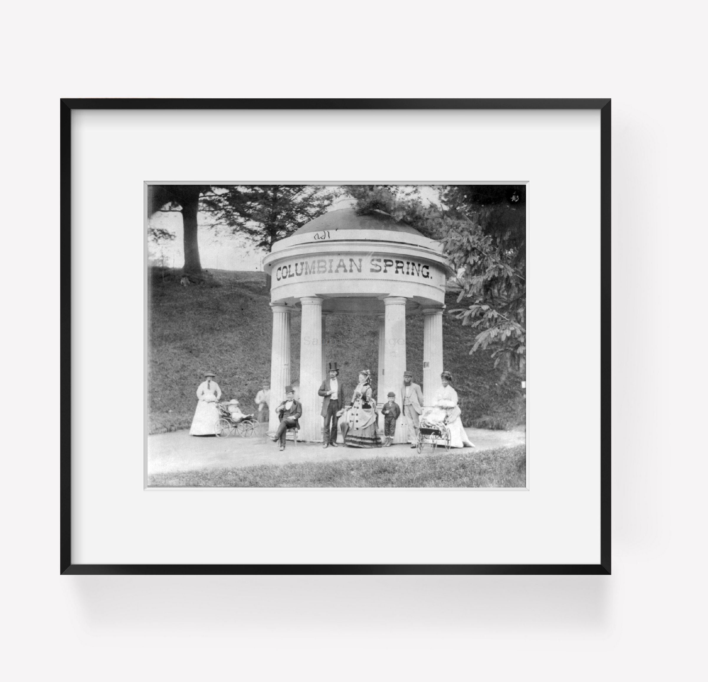 Photo: Columbian Spring, men, women, children, Saratoga, NY, before 1875