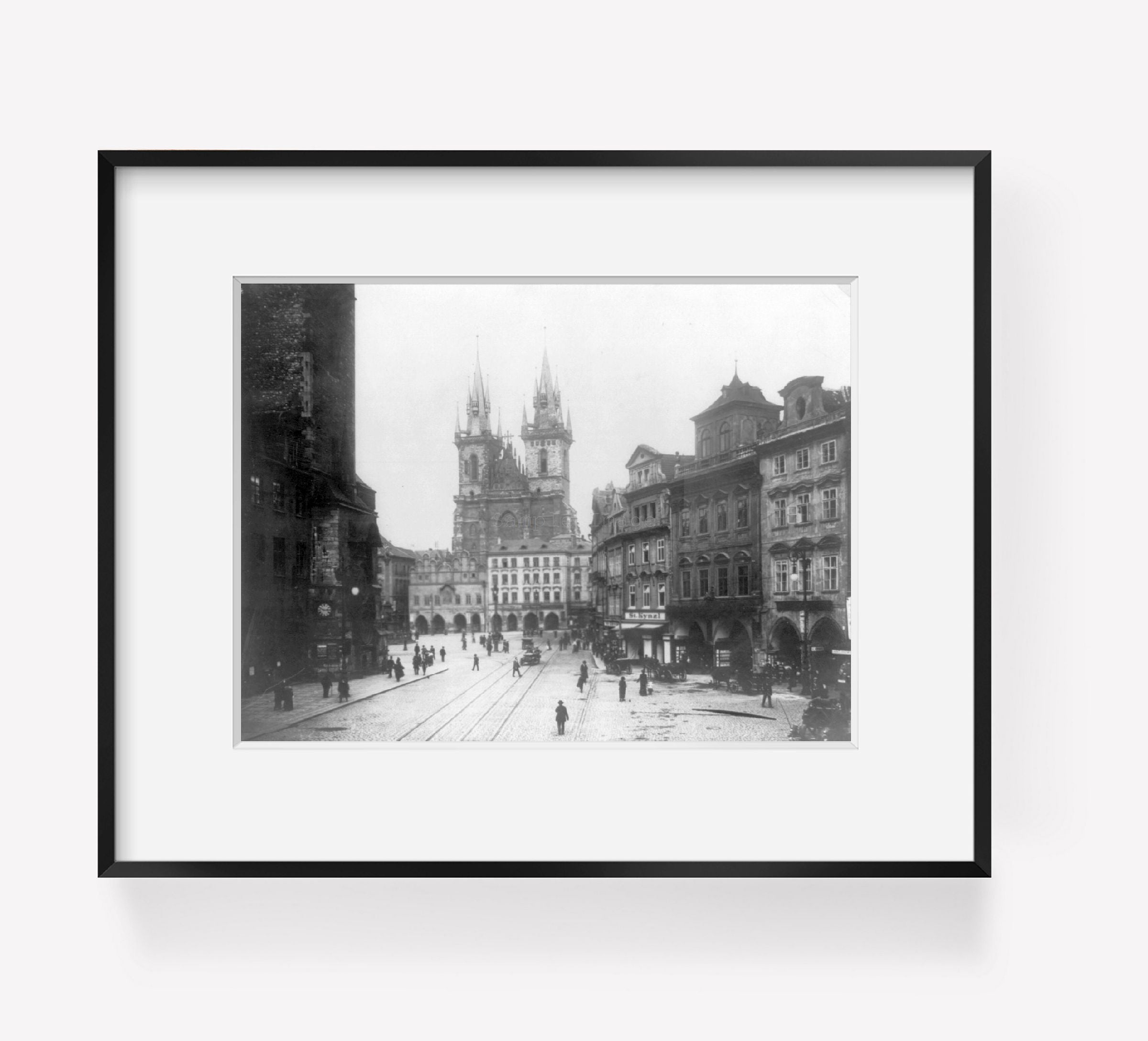 1920 Photo Czeckoslovakia - Prague - old town square with Tyn Ch.