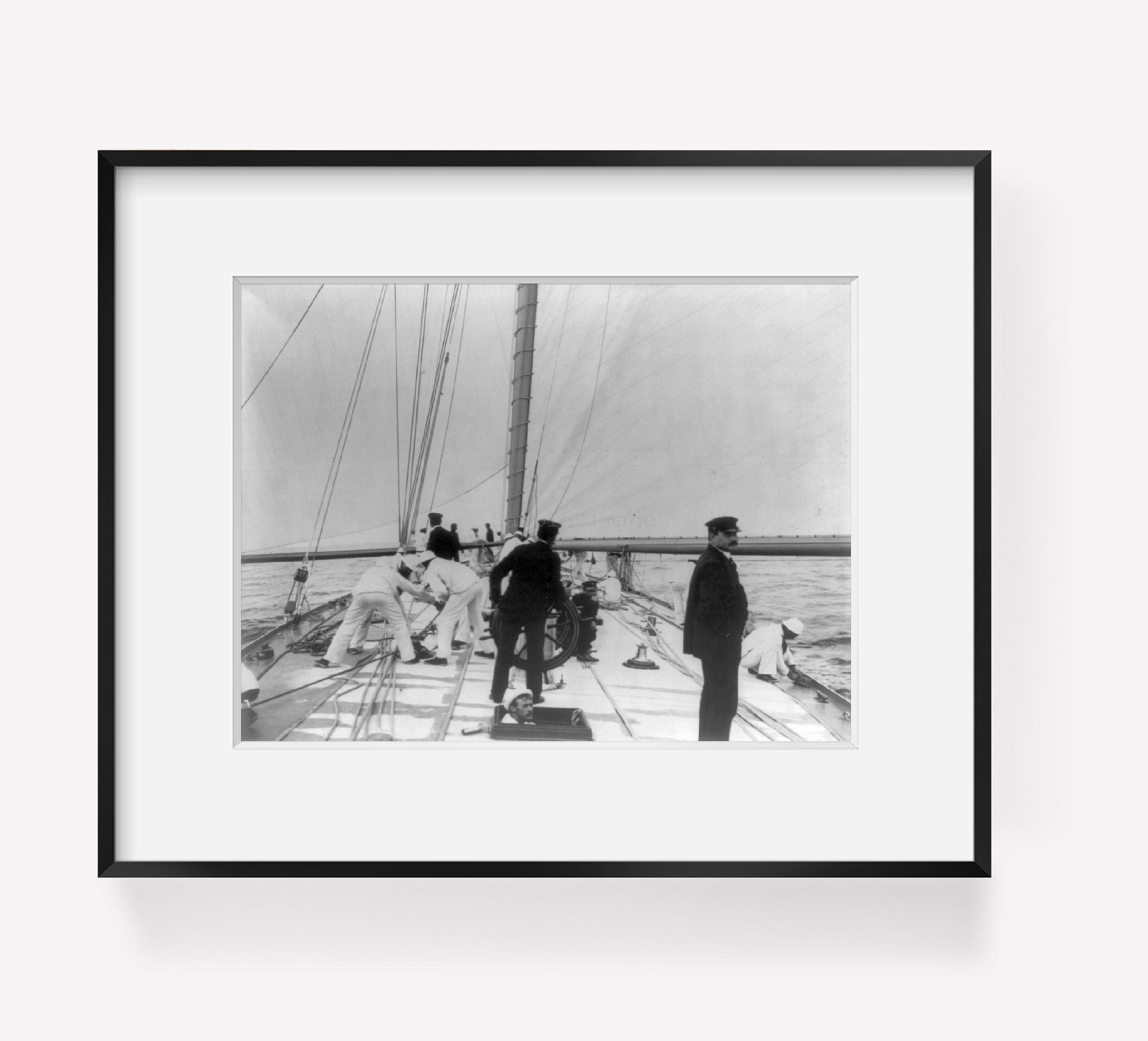 Photo: RELIANCE, sailing yacht, handling the spinnaker, c1903