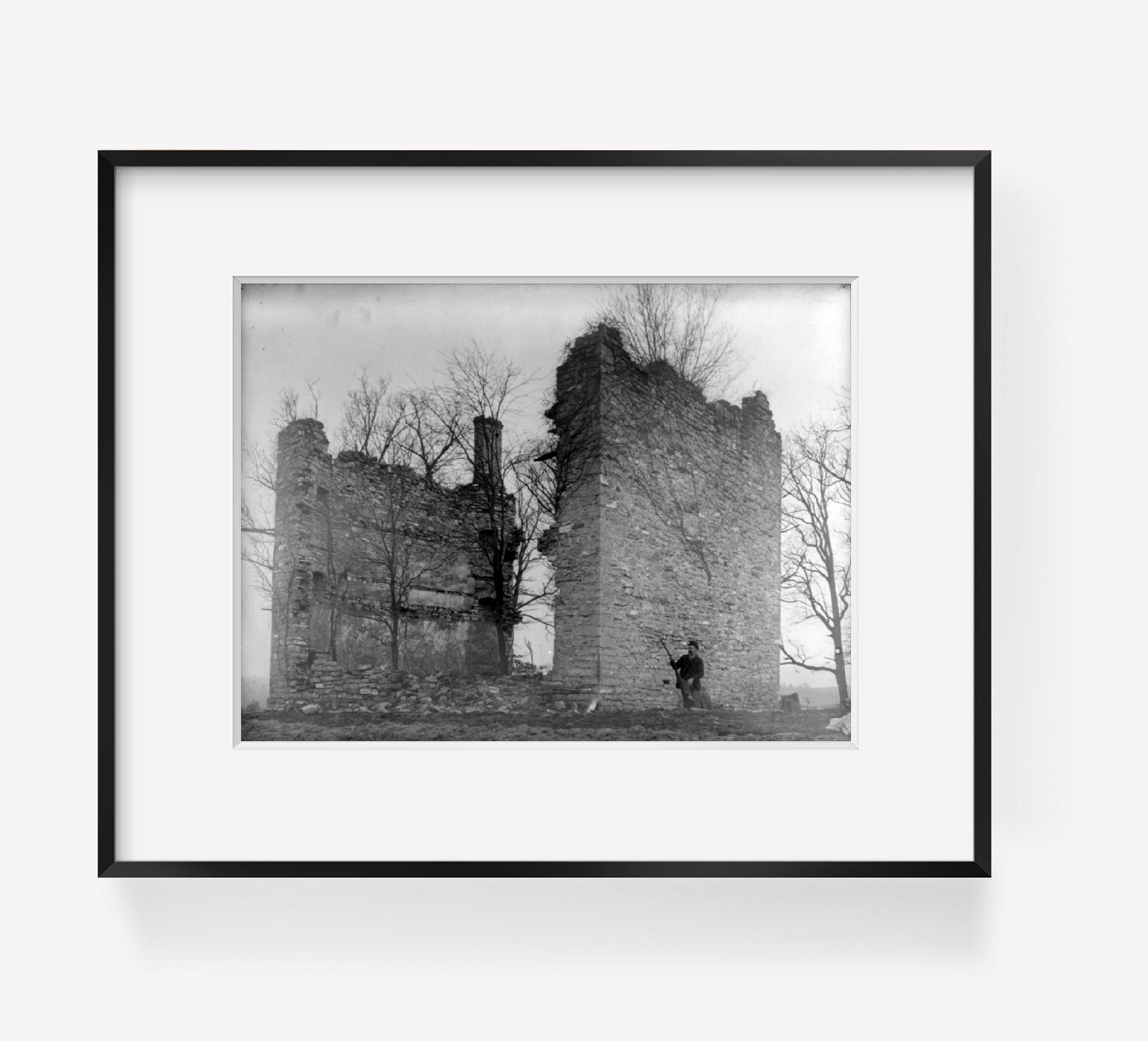 Photo: Liberty Hall ruins, man with gun, W&L University, Lexington, VA, Michael Miley