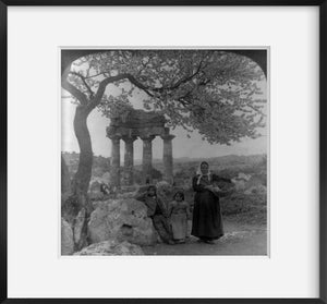 Vintage c1906. photograph: Where almond trees bloom beside the ruined temple of