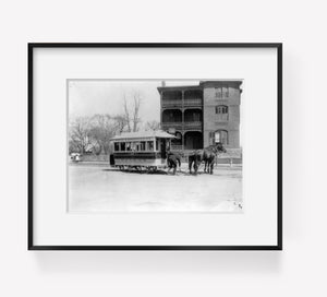 Photo: Horse-drawn street railcar, H&WHRR, Lathrop Asylum, c1891
