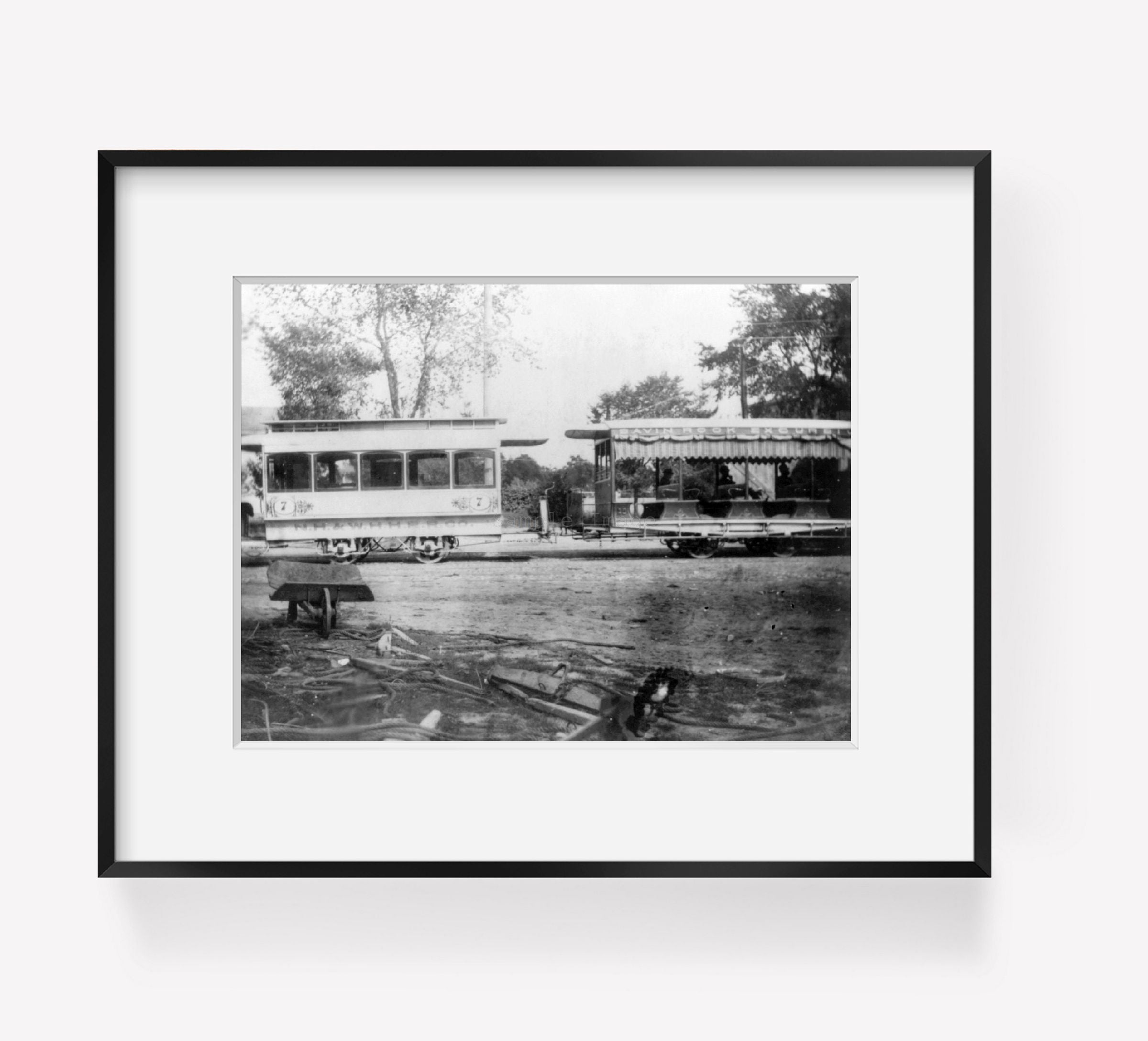 Photo: Horse-drawn street railway, H&WHRR, car barnyard, c1891
