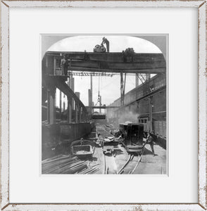1905 Photo Large cranes handling finishe steel products: loading railroad cars,