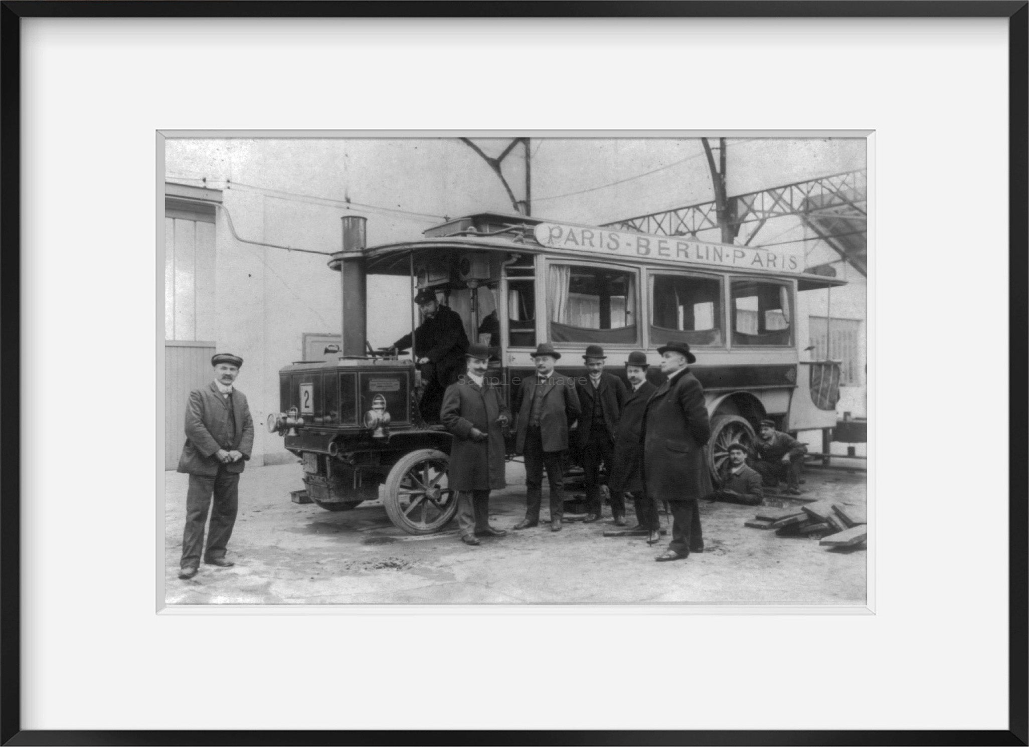 Photo: Prince Charles Louis de Bourbon, Tourrand, steam omnibus, Paris, c1900's, bus