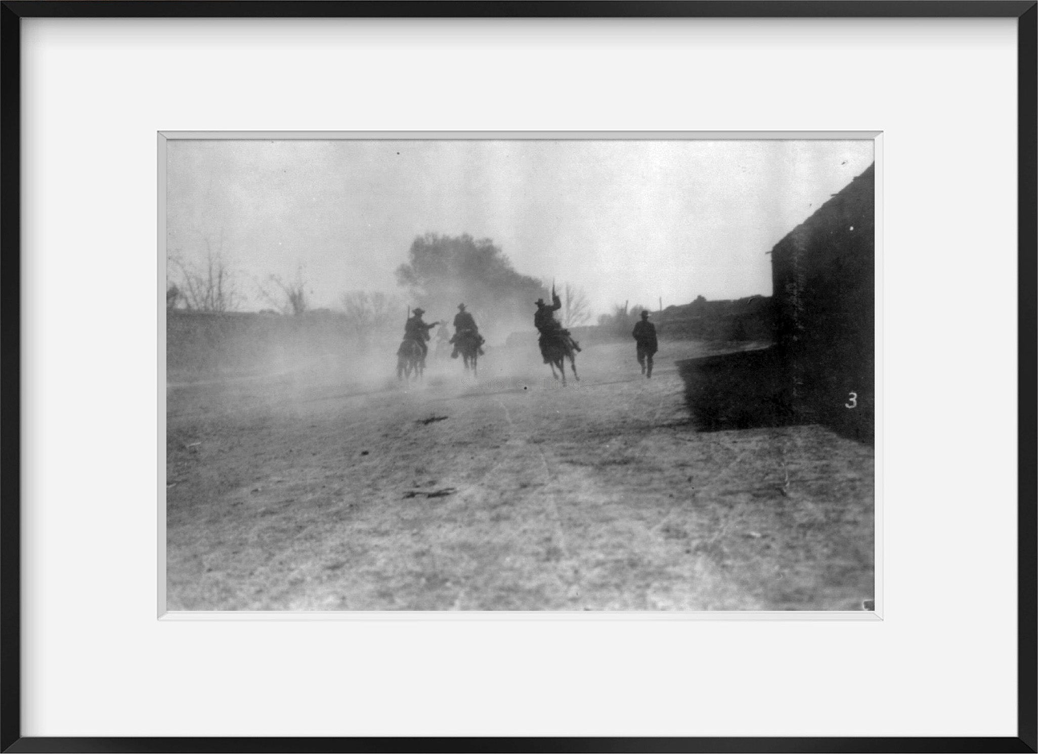 Photo: Mexican insurrectos riding away in a cloud of dust, horseback, c1912, guns