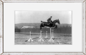 ca. 192- photograph of U.S. Army equestrian training, ca. 192-: jumping over 3 h