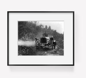 Photo: Buick roadster on rocky country road, 1909, automobile, man driving