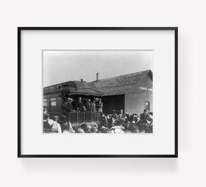1911 Sept. photograph of William Howard Taft, speaking to crowd from rear of tra