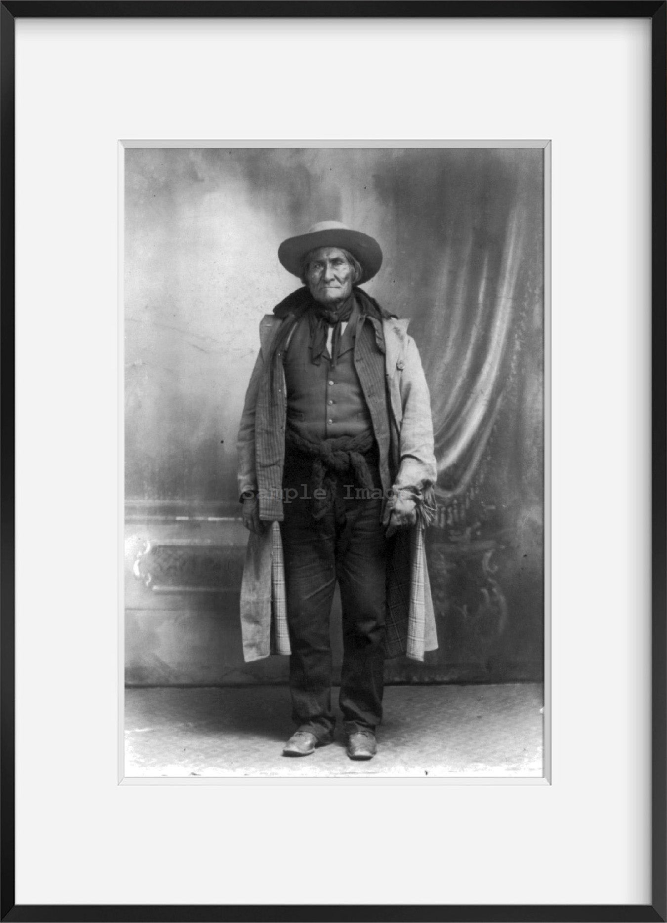 1903 Photo Geronimo, Apache Chief, 1829-1909, full-length portrait, standing, fa
