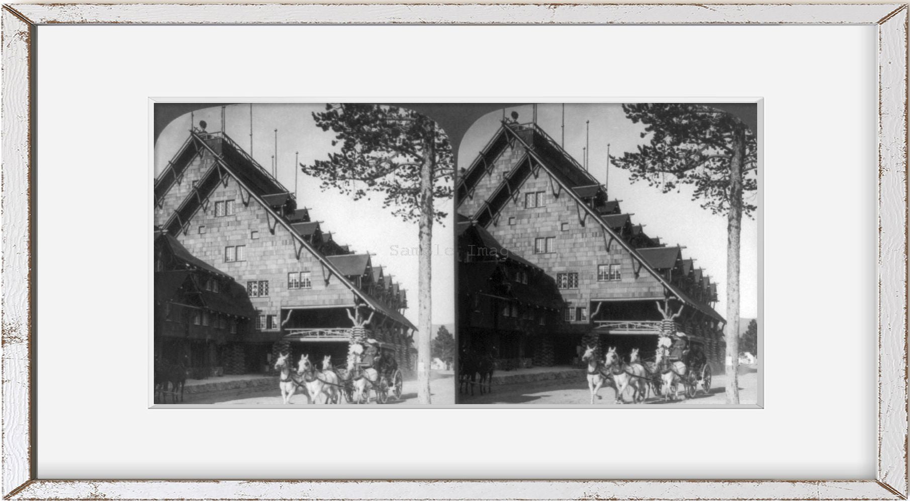 Photo: Photo of Stereograph, Stages leaving Old Faithful Inn, Lake Hotel, Yellowsto