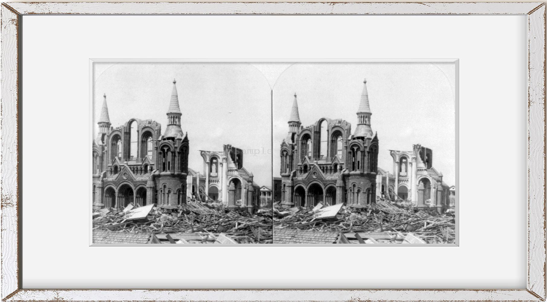 Photo: Reproduction, Galveston, Texas, Sacred Heart Church, Hurricane, Flood Damage, 1