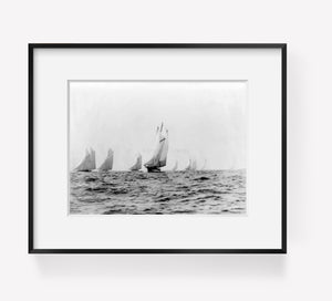 c1898 photograph of Sailboats sailing: Group of schooners