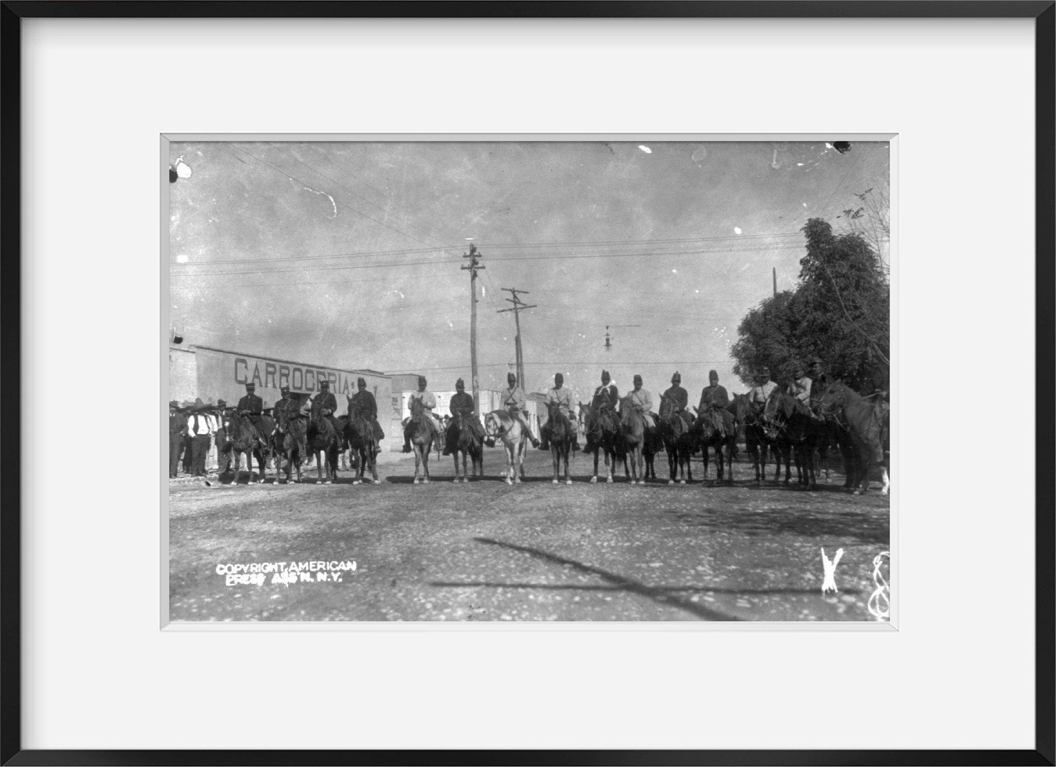 c1910 Dec. 16 photograph of Torreon rurales outside of jail i.e., street railway