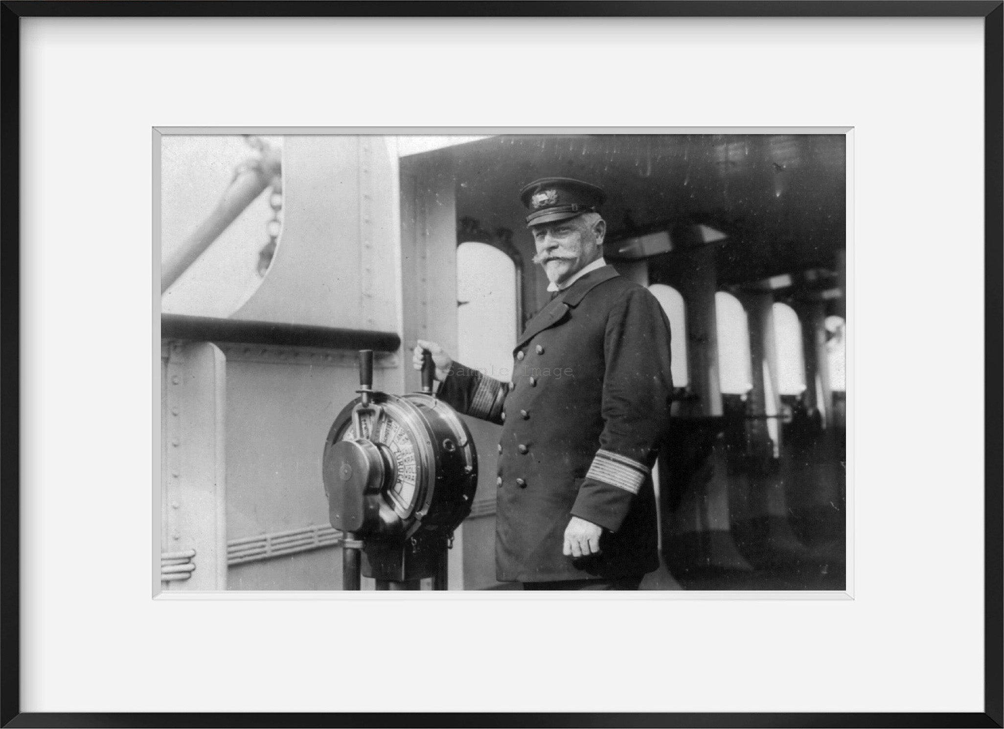 Photo: Captain Ruser? in the wheelhouse of KRONPRINZ WILHELM?, ship