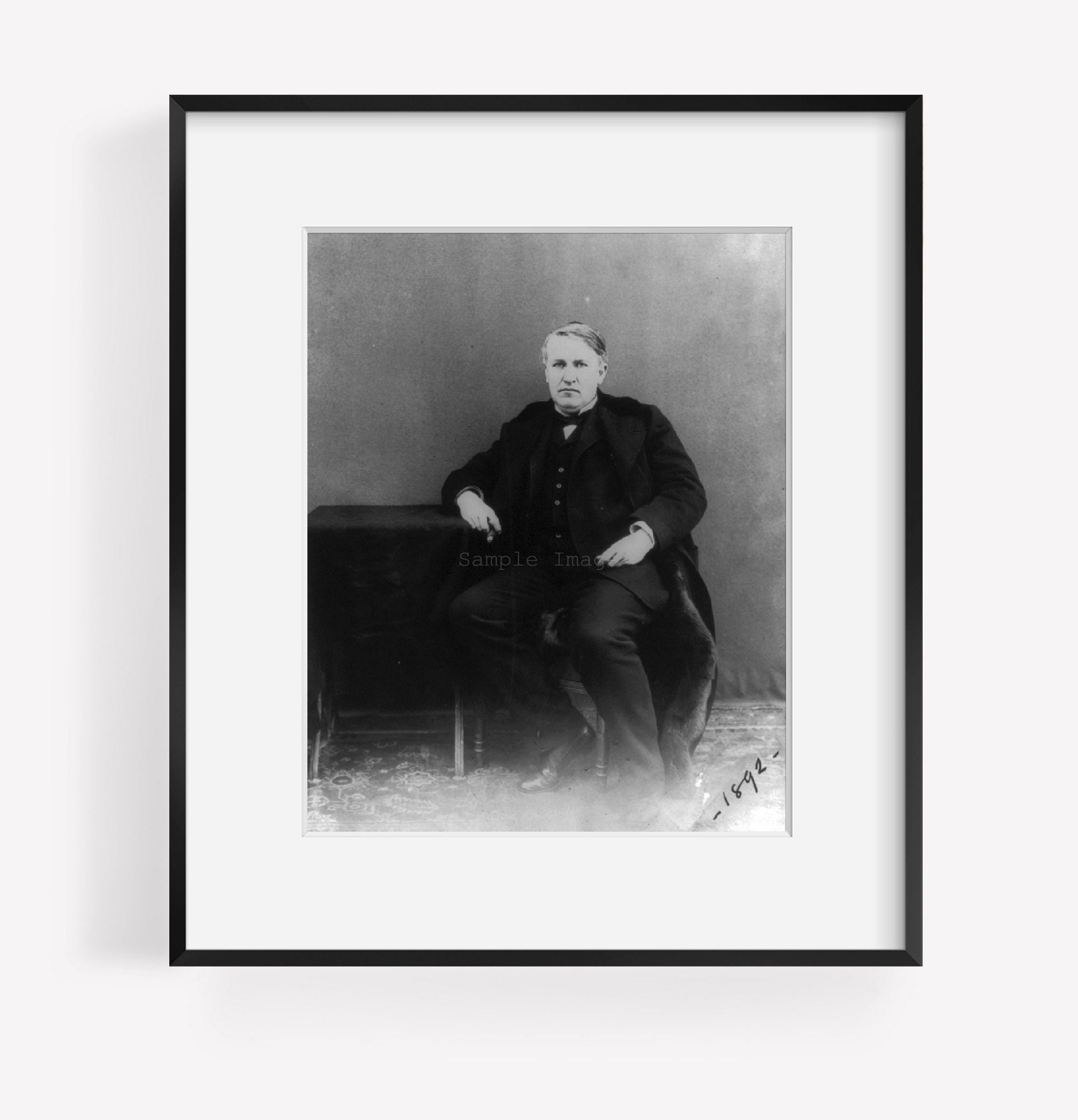 c1892 photograph of Thomas Alva Edison, 1847-1931 Summary: Full lgth., seated, f