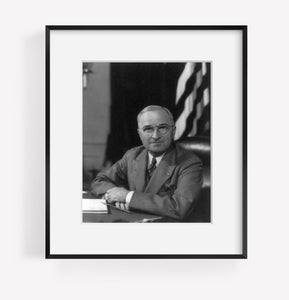 Vintage 1945 photograph: President Harry S. Truman, half-length portrait, seated