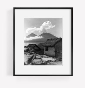 Photo: A Study in Triangles, Guatemala, Thatch roofed homes, Mountains, c1930