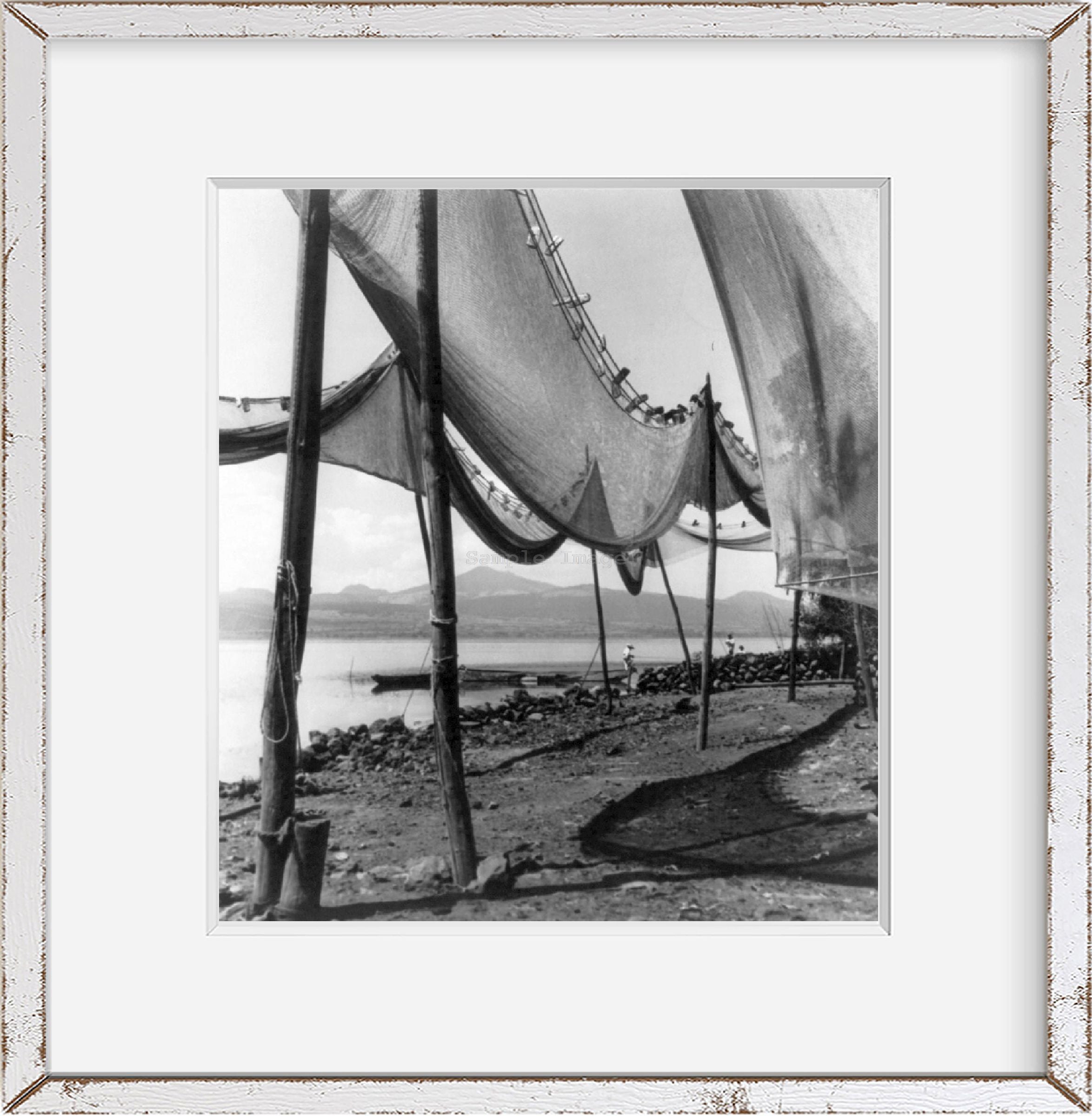 Photo: Janitzio, Mexico, Fishing Nets Drying, Gordon Abbott, Photographer, 1925-1949