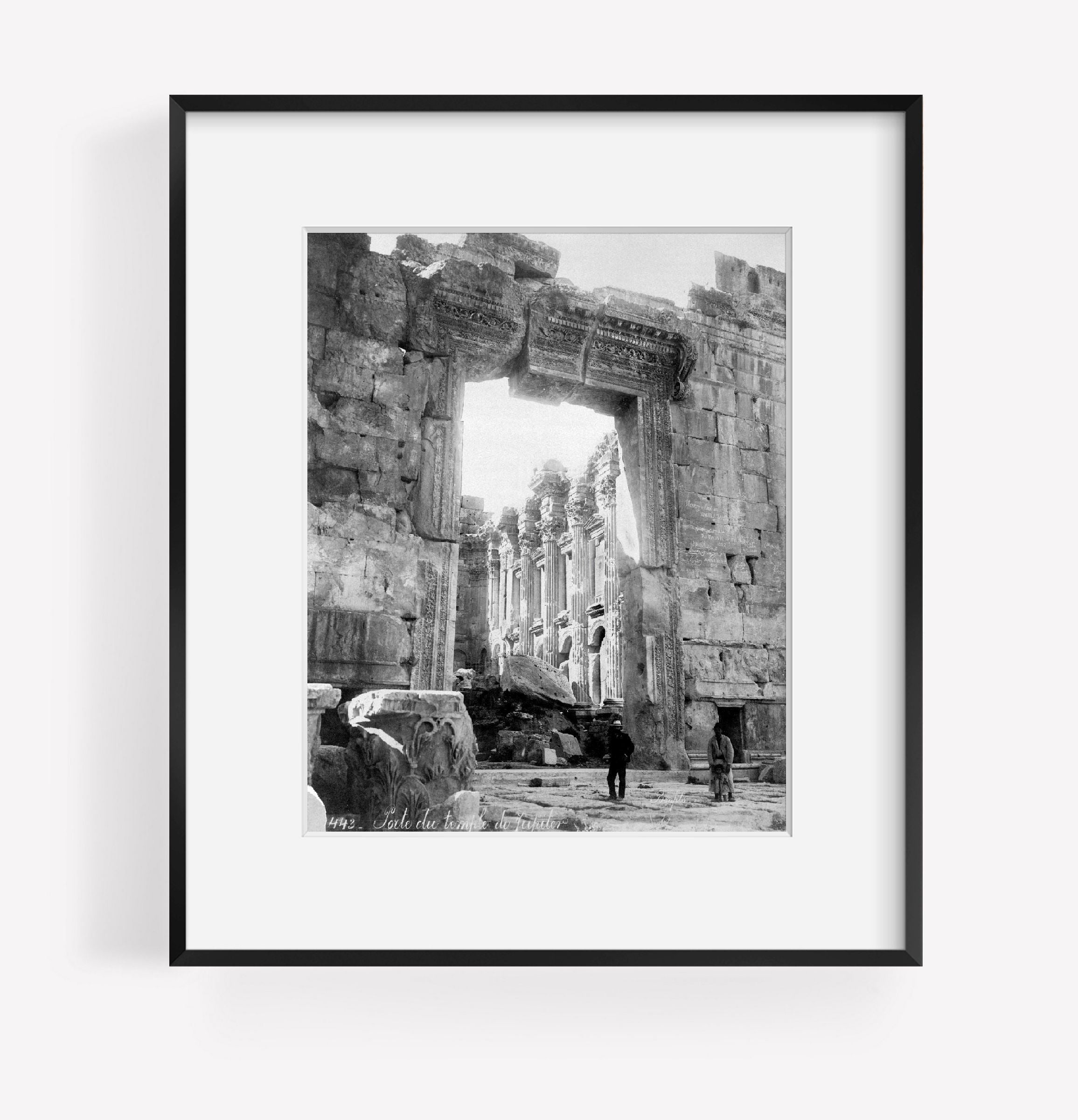 Photo: Ruins of temple, Baalbek, Lebanon, 1890-1923, East Mediterranean, people