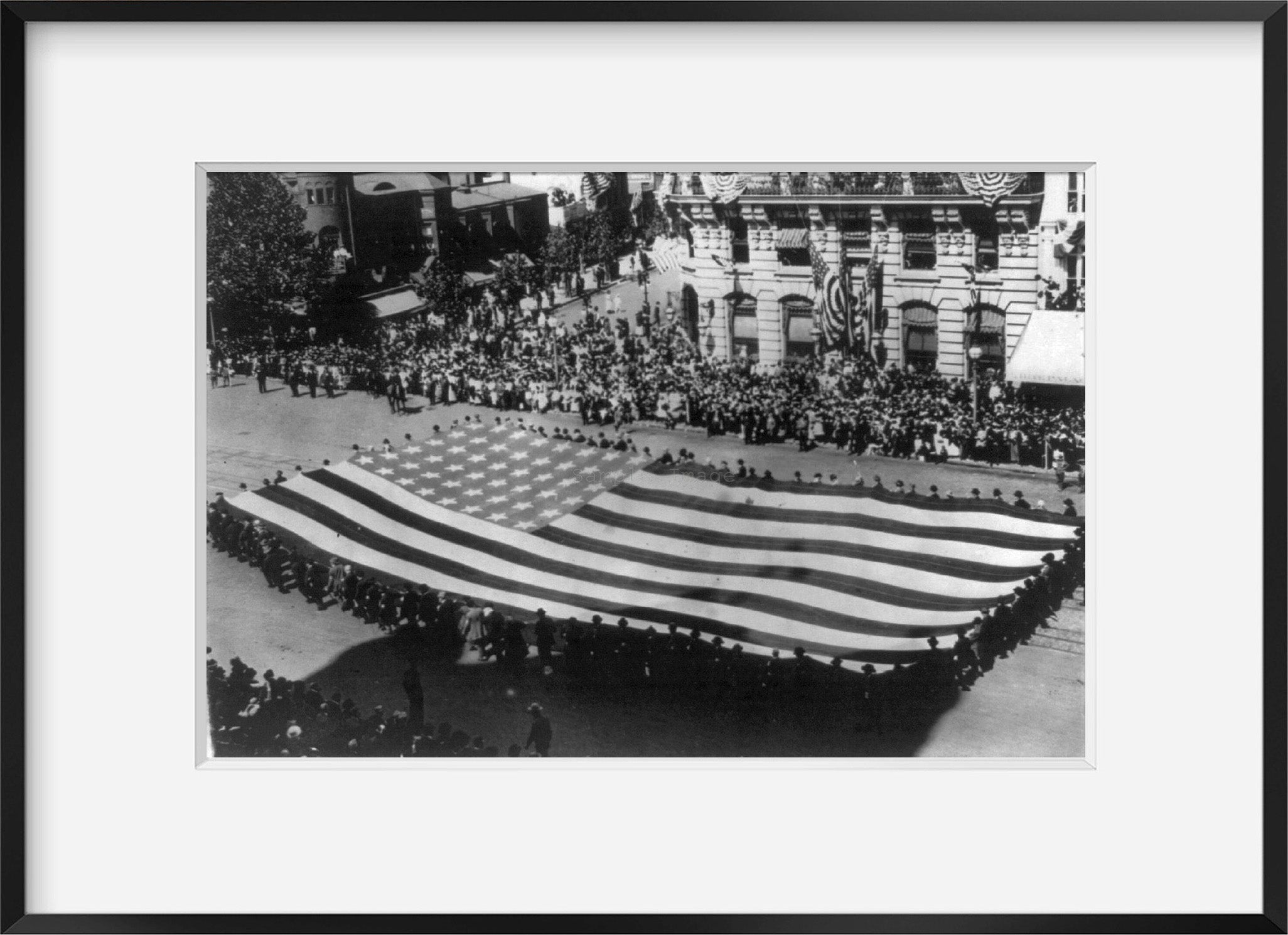 Photo: Huge flag being carried, large group, men, streets, GAR parade, Washington DC,