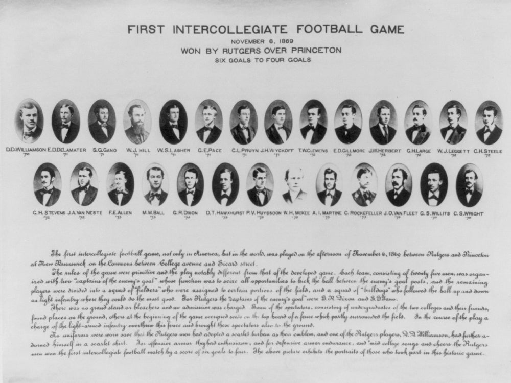 Photo: First College Football Game, 1869, Rutgers, Princeton