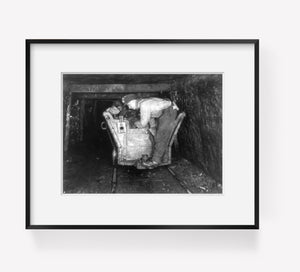 1909 Photo Coal mining scenes Man standing on back of coal car in tunnel.