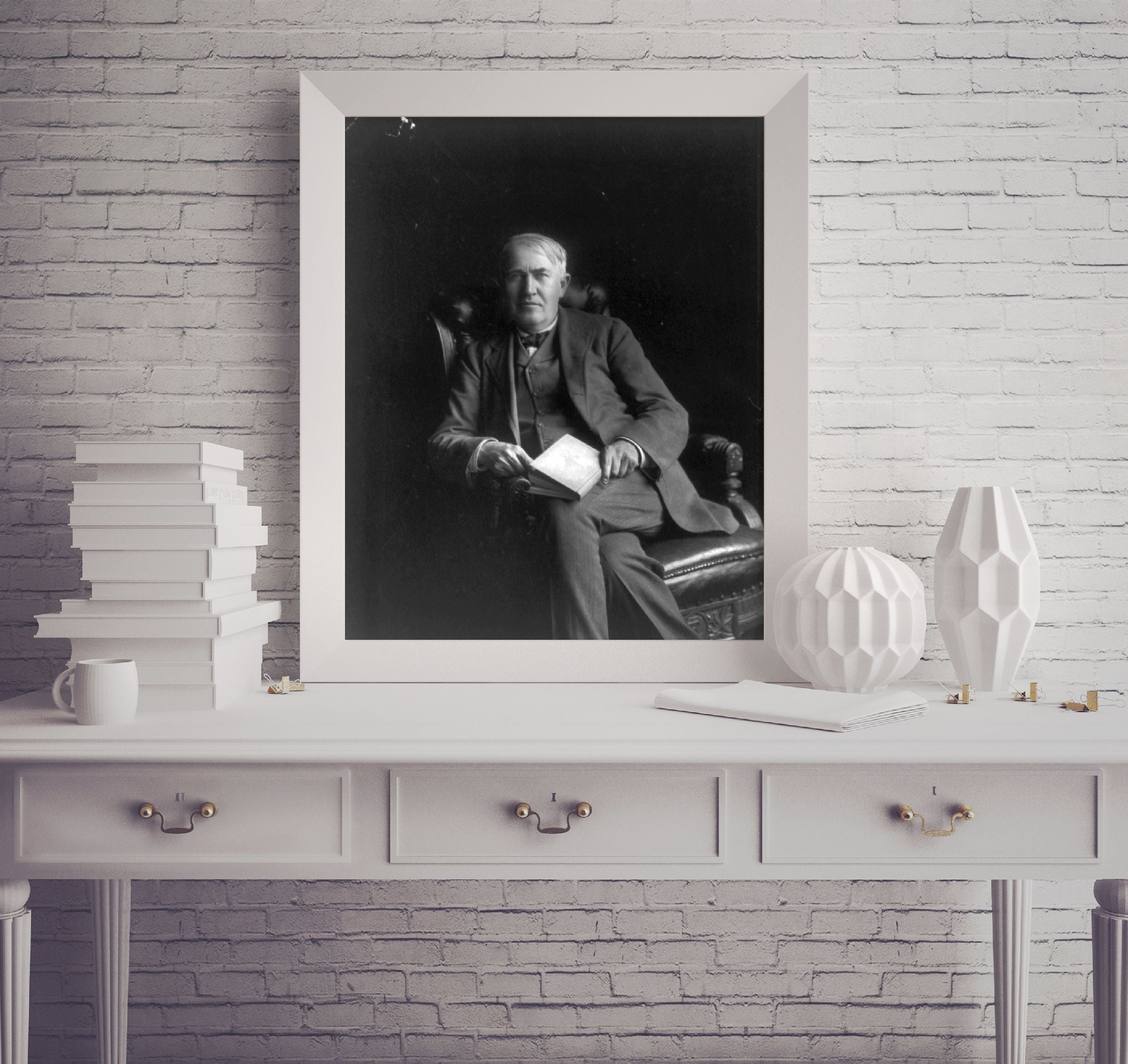 Vintage c1904 photograph of Thomas Alva Edison, 1847-1931 Summary: 3/4 lgth., se