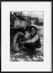 1913 Photo Safety no. 1389 Elderly man posed with automobile (Model T?) equipped