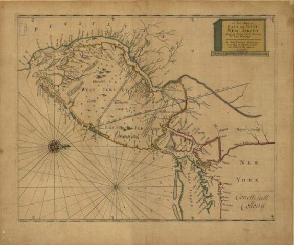 1706 map A new mapp of East and West New Jarsey sic: being an exact survey - New York Map Company