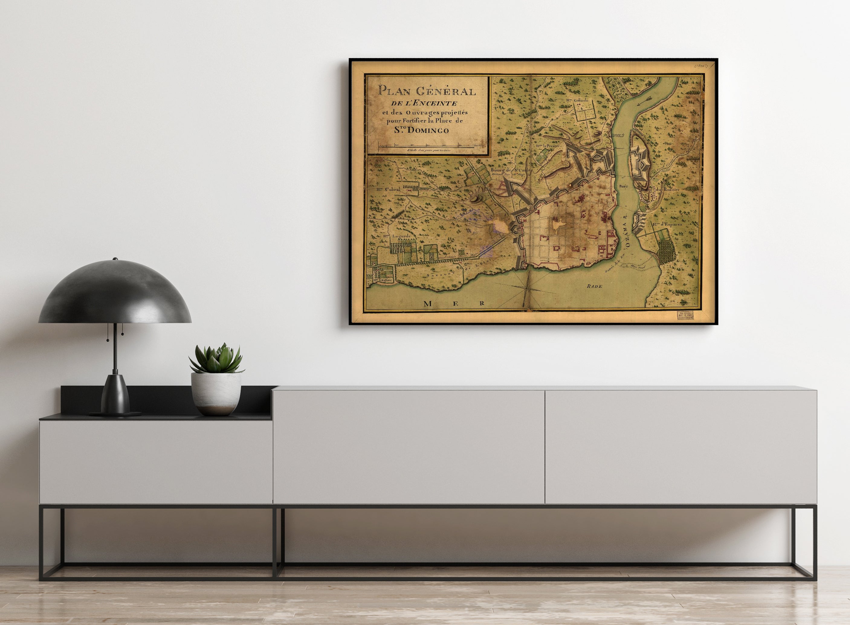 1805 Map | Dominican Republic, Manuscript | Santo Domingo | Santo Domingo Dominican Republic | Plan general de l'enceinte et des ouvrages projettes pour fortifier la place de Sto. Domingo.
