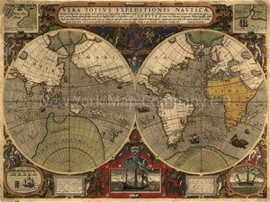 1595 map Vera totius expeditionis nauticæ: descriptio D. Franc. Draci .. Map Subjects: Cavendish | Thomas | Discoveries in Geography | Drake | Francis | Earth | Travel | Voyages Around the World | World Maps - New York Map Company